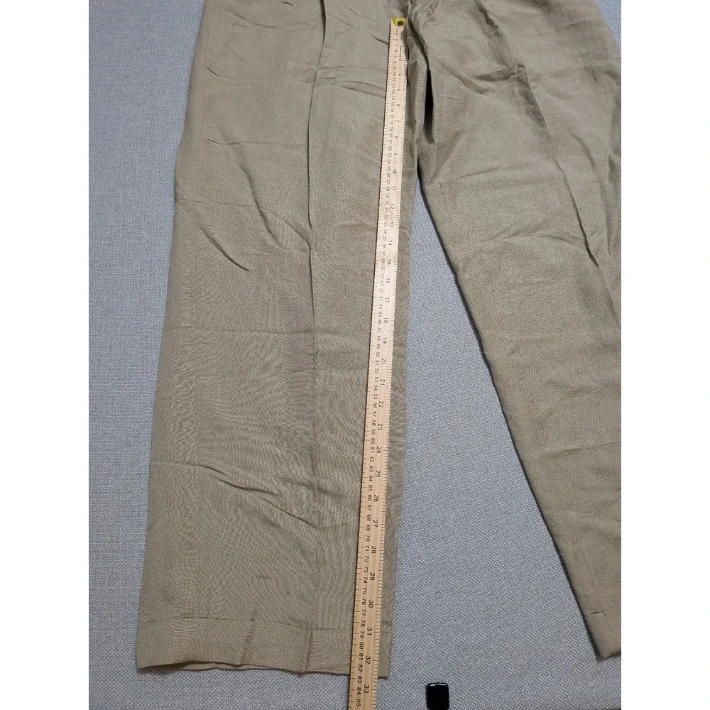 Phat Farm Mens Pants G-200B Khaki 36x32 Linen Wide Leg Breathable Pockets Y2K
